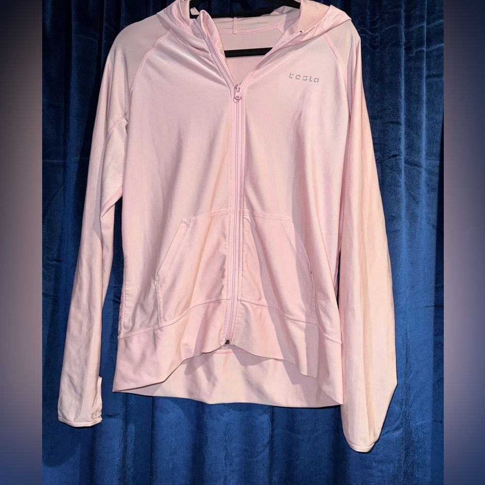 TESLA zip up pink hooded jacket lightweight